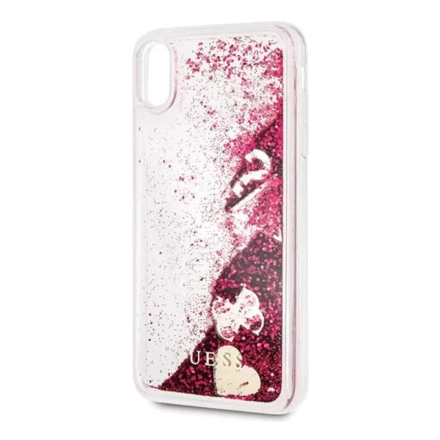 Чехол Guess Glitter Hearts для iPhone XS Max Raspberry (GUHCI65GLHFLRA)