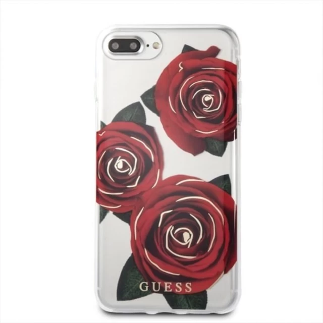 Чехол Guess Flower Desire Red Rose для iPhone 7 | 8 Plus Transparent (GUHCI8LROSTR)