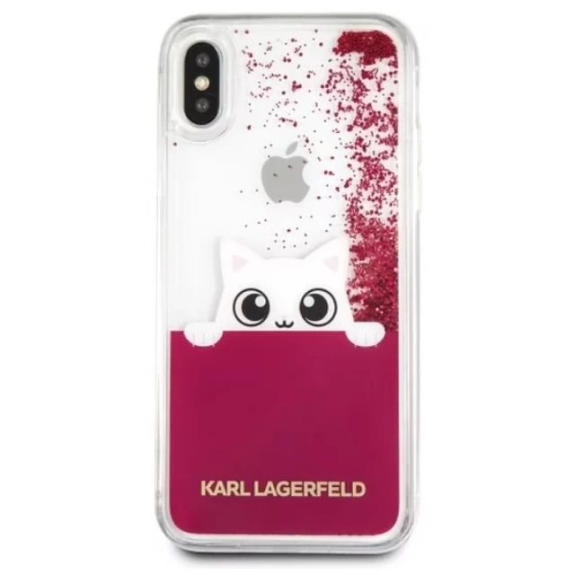 Чохол Karl Lagerfeld Liquid Glitter для iPhone X Fushia (KLHCPXPABGFU)