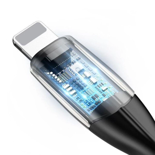Кабель Baseus Horizontal with LED USB-A to Lightning 2.4A 1m Black (CALSP-B01)