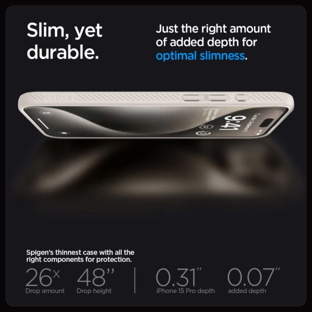 Чехол Spigen Liquid Air для iPhone 15 Pro Max Natural Titanium (ACS07212)