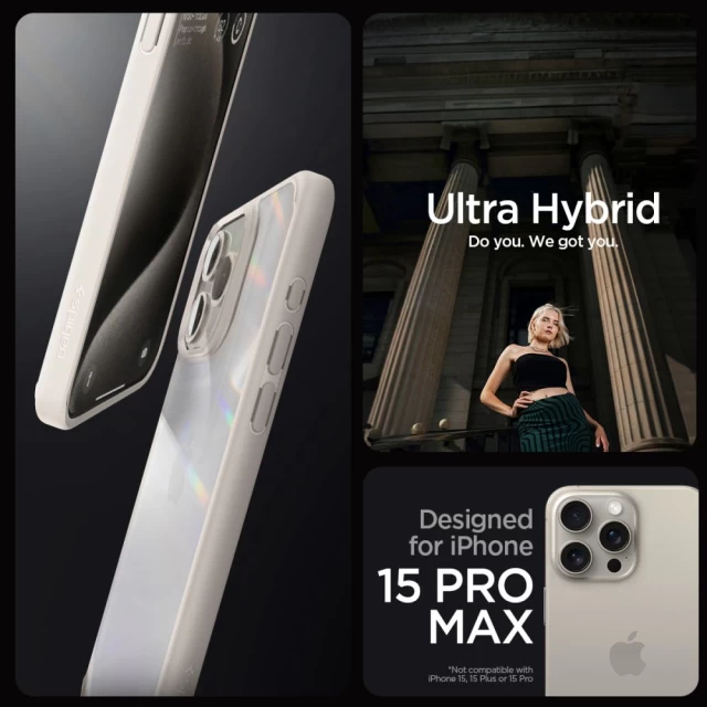 Чохол Spigen Ultra Hybrid для iPhone 15 Pro Max Natural Titanium (ACS07209)