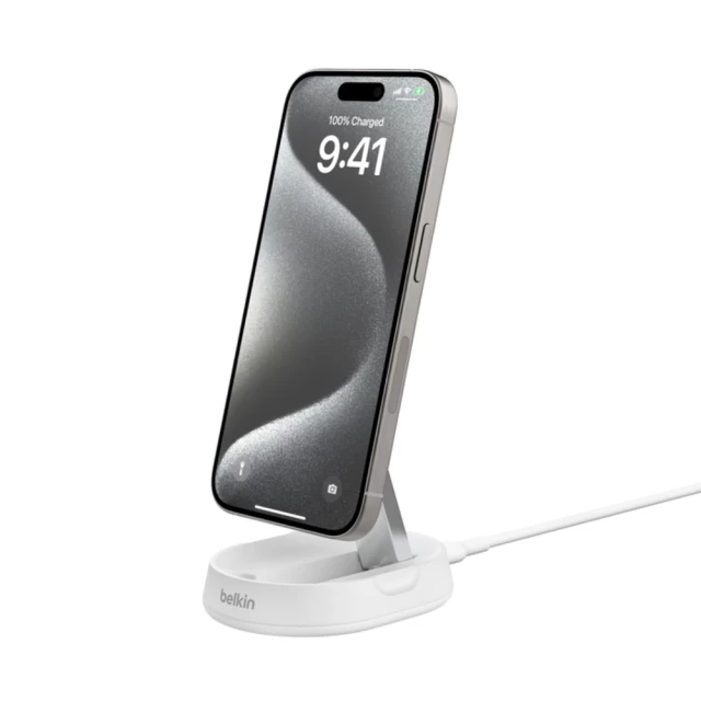 Бездротовий зарядний пристрій Belkin BoostCharge Pro Magnetic Stand Qi2 15W White (WIA008BTWH)