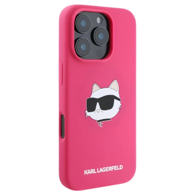 Чохол Karl Lagerfeld Silicone Choupette Head для iPhone 16 Pro Max Fuschia with MagSafe (KLHMP16XSCHPPLF)