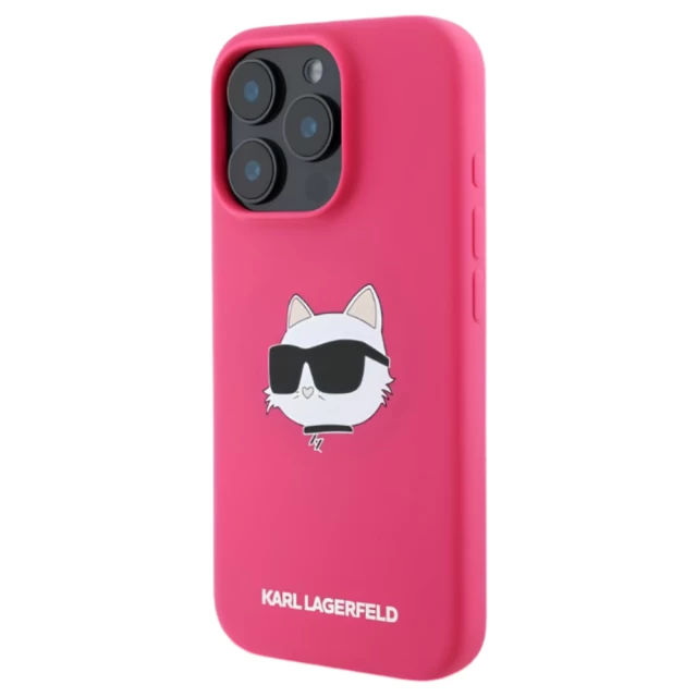 Чехол Karl Lagerfeld Silicone Choupette Head для iPhone 16 Pro Max Fuschia with MagSafe (KLHMP16XSCHPPLF)