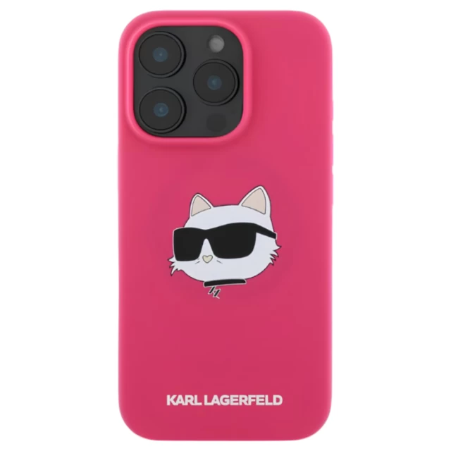 Чохол Karl Lagerfeld Silicone Choupette Head для iPhone 16 Pro Max Fuschia with MagSafe (KLHMP16XSCHPPLF)