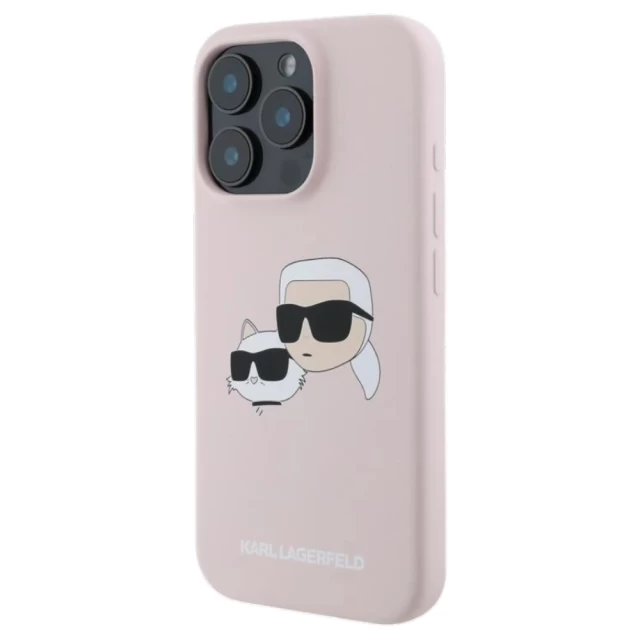 Чехол Karl Lagerfeld Silicone Karl & Choupette Head для iPhone 16 Pro Pink with MagSafe (KLHMP16LSKCHPPLP)