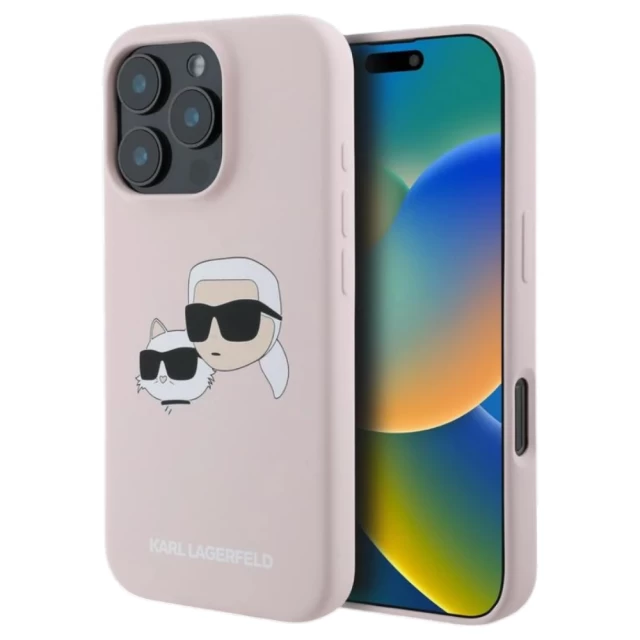 Чохол Karl Lagerfeld Silicone Karl & Choupette Head для iPhone 16 Pro Pink with MagSafe (KLHMP16LSKCHPPLP)