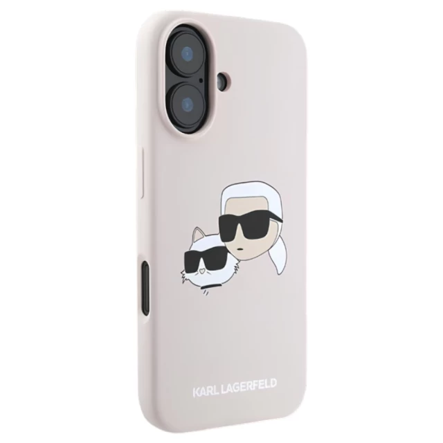 Чохол Karl Lagerfeld Silicone Karl & Choupette Head для iPhone 16 Plus Pink with MagSafe (KLHMP16MSKCHPPLP)