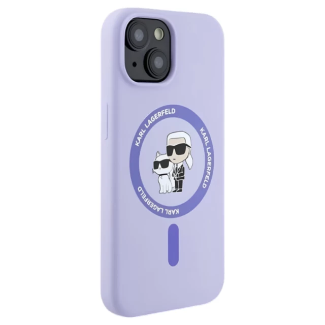 Чохол Karl Lagerfeld Silicone Karl & Choupette Ring для iPhone 15 Purple with MagSafe (KLHMP15SSCMKCRHU)