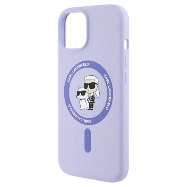 Чохол Karl Lagerfeld Silicone Karl & Choupette Ring для iPhone 15 Purple with MagSafe (KLHMP15SSCMKCRHU)