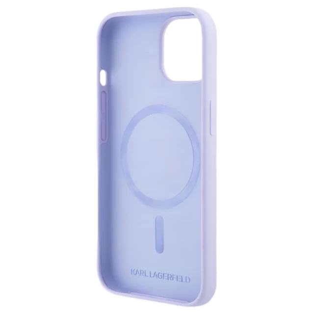 Чохол Karl Lagerfeld Silicone Karl & Choupette Ring для iPhone 15 Purple with MagSafe (KLHMP15SSCMKCRHU)