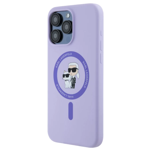 Чохол Karl Lagerfeld Silicone Karl & Choupette Ring для iPhone 15 Pro Max Purple with MagSafe (KLHMP15XSCMKCRHU)