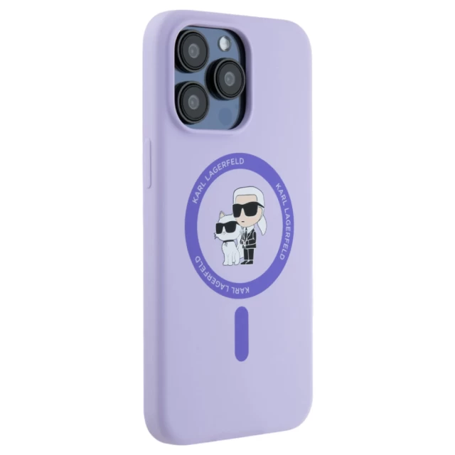 Чохол Karl Lagerfeld Silicone Karl & Choupette Ring для iPhone 15 Pro Max Purple with MagSafe (KLHMP15XSCMKCRHU)