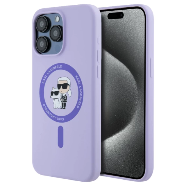 Чехол Karl Lagerfeld Silicone Karl & Choupette Ring для iPhone 15 Pro Max Purple with MagSafe (KLHMP15XSCMKCRHU)