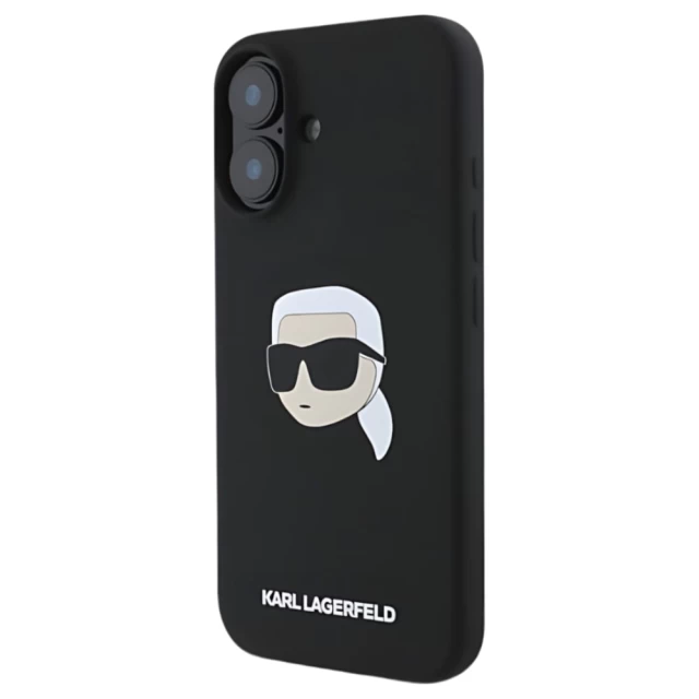 Чохол Karl Lagerfeld Silicone Karl Head для iPhone 16 Black with MagSafe (KLHMP16SSKHPPLK)