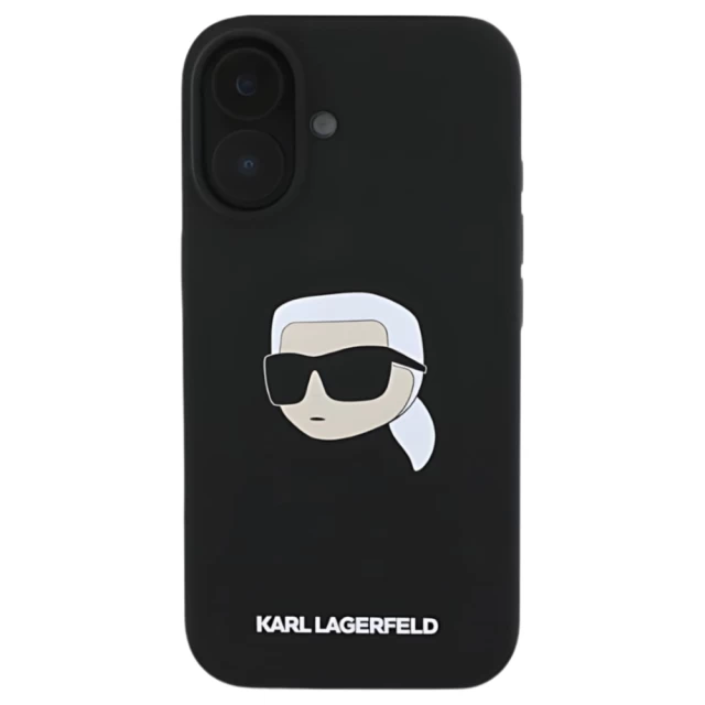 Чохол Karl Lagerfeld Silicone Karl Head для iPhone 16 Black with MagSafe (KLHMP16SSKHPPLK)