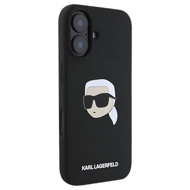 Чехол Karl Lagerfeld Silicone Karl Head для iPhone 16 Black with MagSafe (KLHMP16SSKHPPLK)