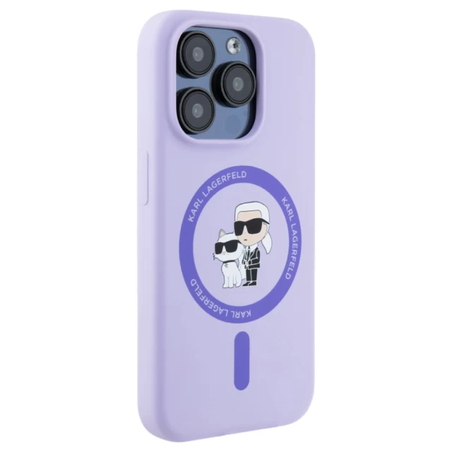 Чехол Karl Lagerfeld Silicone Karl & Choupette Ring для iPhone 15 Pro Purple with MagSafe (KLHMP15LSCMKCRHU)