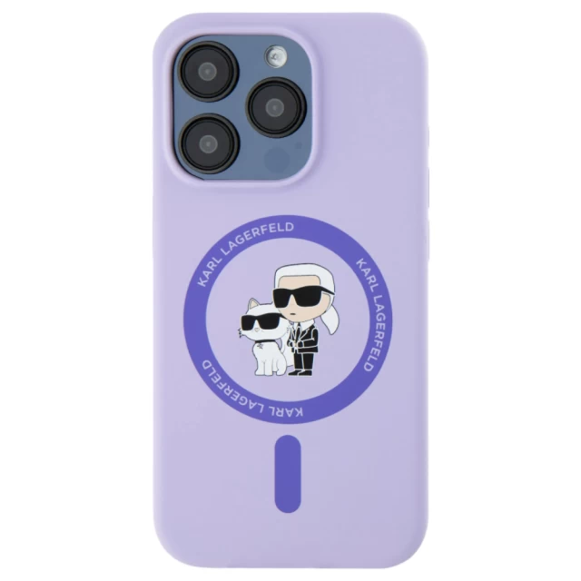 Чехол Karl Lagerfeld Silicone Karl & Choupette Ring для iPhone 15 Pro Purple with MagSafe (KLHMP15LSCMKCRHU)