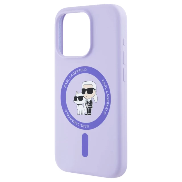 Чехол Karl Lagerfeld Silicone Karl & Choupette Ring для iPhone 15 Pro Purple with MagSafe (KLHMP15LSCMKCRHU)