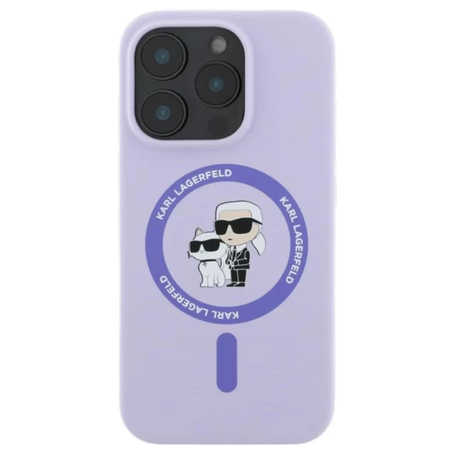 Чехол Karl Lagerfeld Silicone Karl & Choupette Ring для iPhone 16 Pro Purple with MagSafe (KLHMP16LSCMKCRHU)