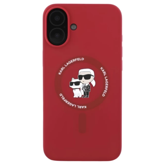 Чохол Karl Lagerfeld Silicone Karl & Choupette Ring для iPhone 16 Red with MagSafe (KLHMP16SSCMKCRHR)