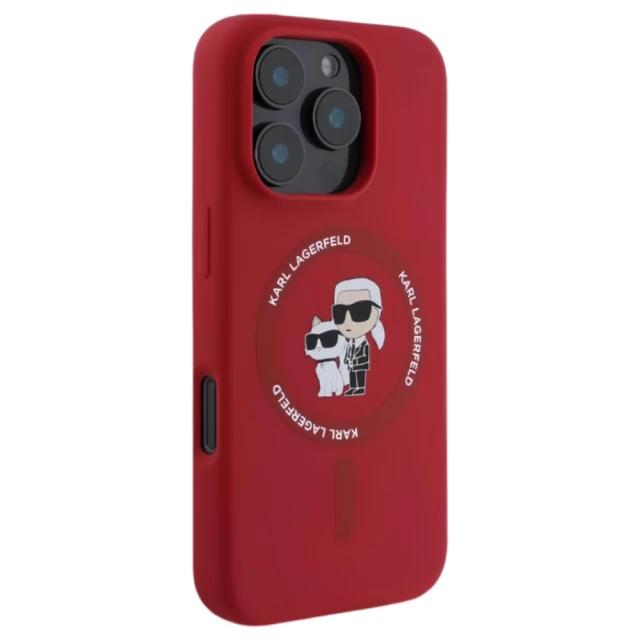 Чехол Karl Lagerfeld Silicone Karl & Choupette Ring для iPhone 16 Pro Red with MagSafe (KLHMP16LSCMKCRHR)