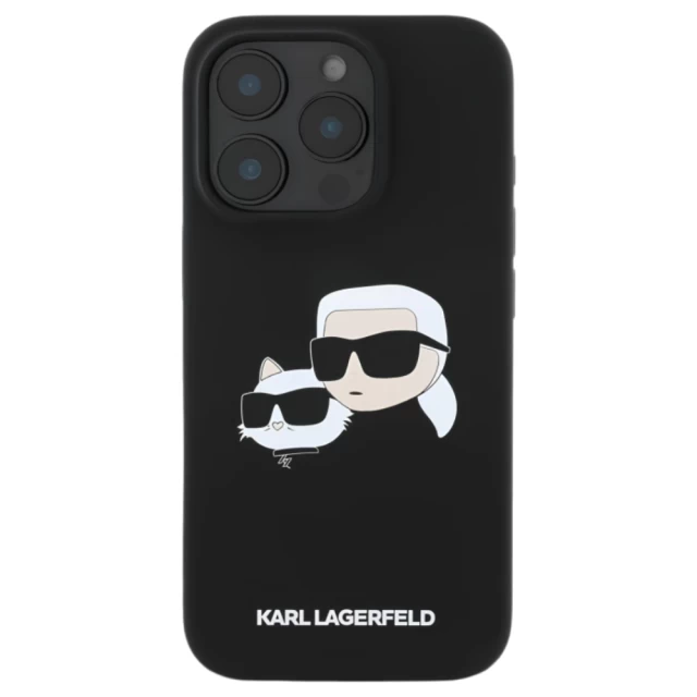 Чохол Karl Lagerfeld Silicone Karl & Choupette Head для iPhone 16 Pro Black with MagSafe (KLHMP16LSKCHPPLK)