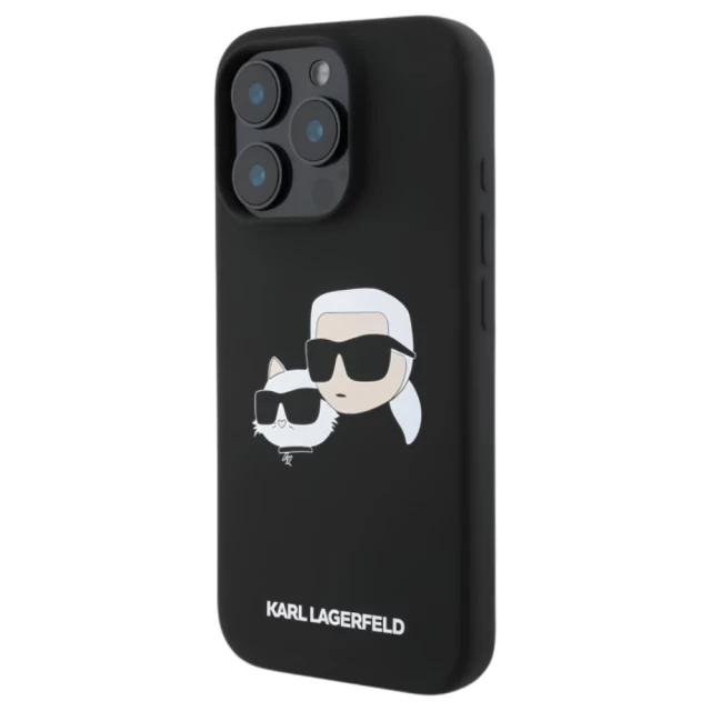 Чохол Karl Lagerfeld Silicone Karl & Choupette Head для iPhone 16 Pro Black with MagSafe (KLHMP16LSKCHPPLK)