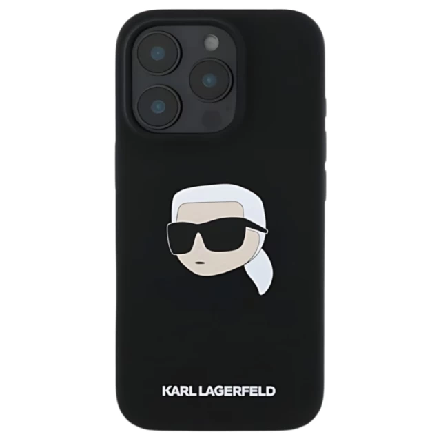 Чехол Karl Lagerfeld Silicone Karl Head для iPhone 16 Pro Black with MagSafe (KLHMP16LSKHPPLK)