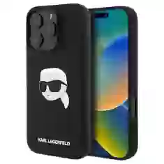 Чохол Karl Lagerfeld Silicone Karl Head для iPhone 16 Pro Black with MagSafe (KLHMP16LSKHPPLK)