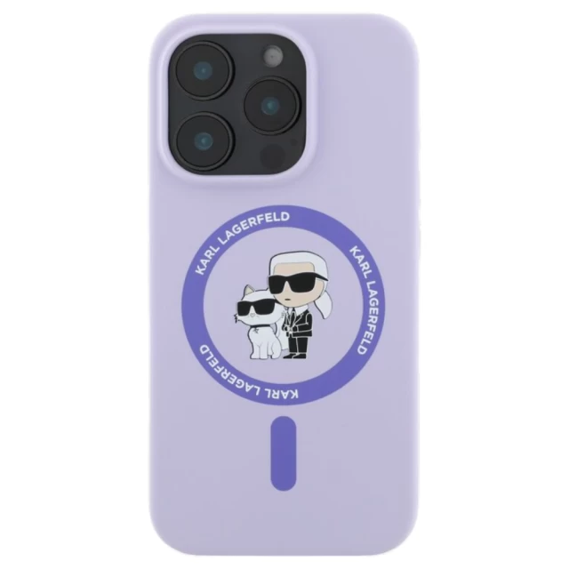 Чехол Karl Lagerfeld Silicone Karl & Choupette Ring для iPhone 16 Pro Max Purple with MagSafe (KLHMP16XSCMKCRHU)