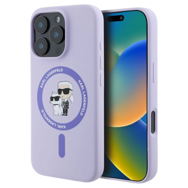 Чехол Karl Lagerfeld Silicone Karl & Choupette Ring для iPhone 16 Pro Max Purple with MagSafe (KLHMP16XSCMKCRHU)