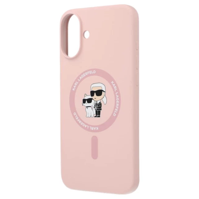 Чохол Karl Lagerfeld Silicone Karl & Choupette Ring для iPhone 16 Plus Pink with MagSafe (KLHMP16MSCMKCRHP)