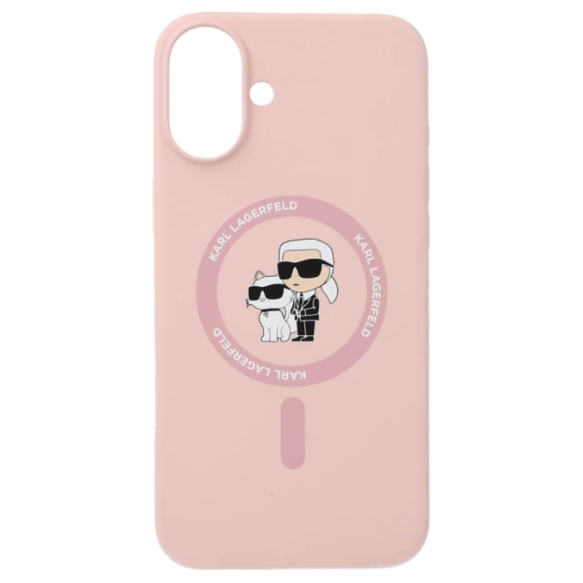 Чехол Karl Lagerfeld Silicone Karl & Choupette Ring для iPhone 16 Plus Pink with MagSafe (KLHMP16MSCMKCRHP)