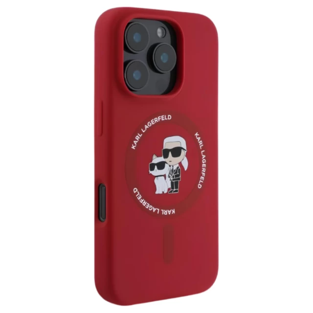 Чехол Karl Lagerfeld Silicone Karl & Choupette Ring для iPhone 16 Pro Max Red with MagSafe (KLHMP16XSCMKCRHR)