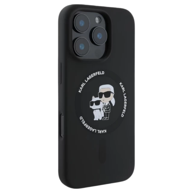 Чехол Karl Lagerfeld Silicone Karl & Choupette Ring для iPhone 16 Pro Max Black with MagSafe (KLHMP16XSCMKCRHK)