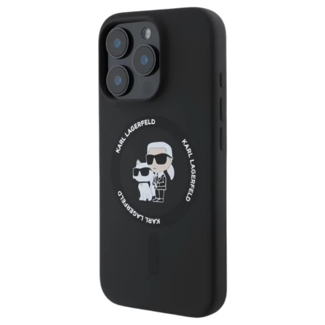 Чехол Karl Lagerfeld Silicone Karl & Choupette Ring для iPhone 16 Pro Max Black with MagSafe (KLHMP16XSCMKCRHK)