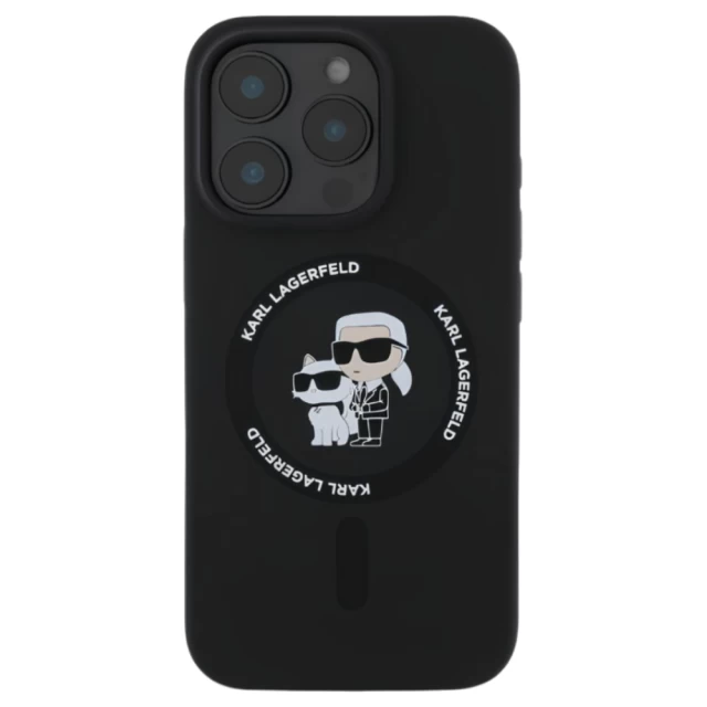 Чехол Karl Lagerfeld Silicone Karl & Choupette Ring для iPhone 16 Pro Max Black with MagSafe (KLHMP16XSCMKCRHK)