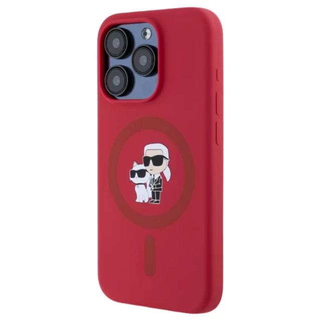 Чохол Karl Lagerfeld Silicone Karl & Choupette Ring для iPhone 15 Pro Red with MagSafe (KLHMP15LSCMKCRHR)