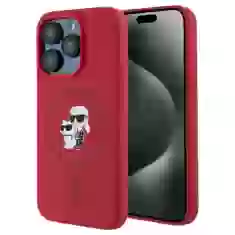 Чохол Karl Lagerfeld Silicone Karl & Choupette Ring для iPhone 15 Pro Red with MagSafe (KLHMP15LSCMKCRHR)