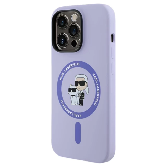 Чохол Karl Lagerfeld Silicone Karl & Choupette Ring для iPhone 14 Pro Purple with MagSafe (KLHMP14LSCMKCRHU)