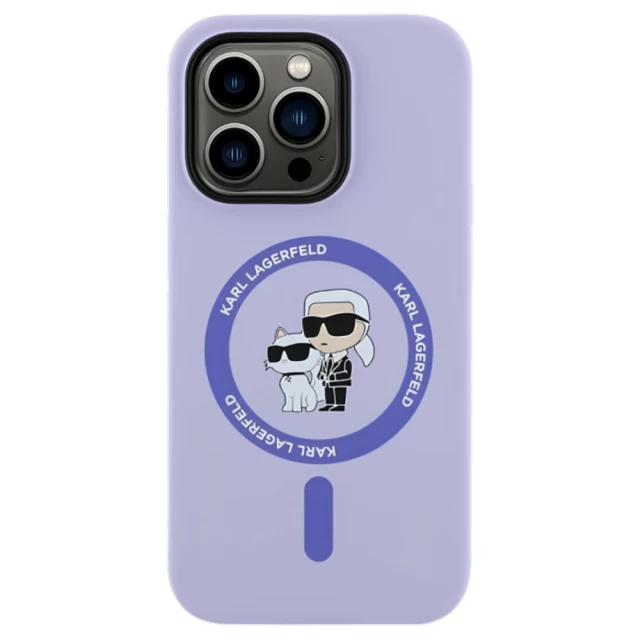 Чохол Karl Lagerfeld Silicone Karl & Choupette Ring для iPhone 14 Pro Purple with MagSafe (KLHMP14LSCMKCRHU)