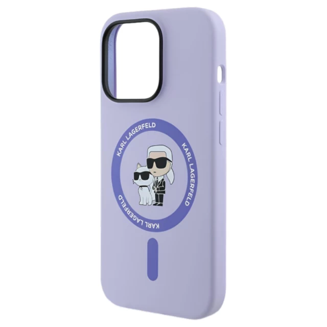 Чохол Karl Lagerfeld Silicone Karl & Choupette Ring для iPhone 14 Pro Purple with MagSafe (KLHMP14LSCMKCRHU)