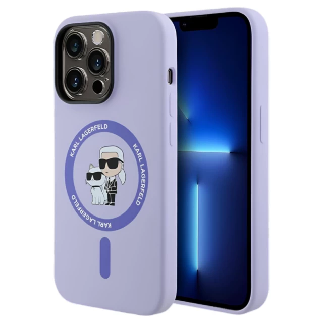 Чохол Karl Lagerfeld Silicone Karl & Choupette Ring для iPhone 14 Pro Purple with MagSafe (KLHMP14LSCMKCRHU)