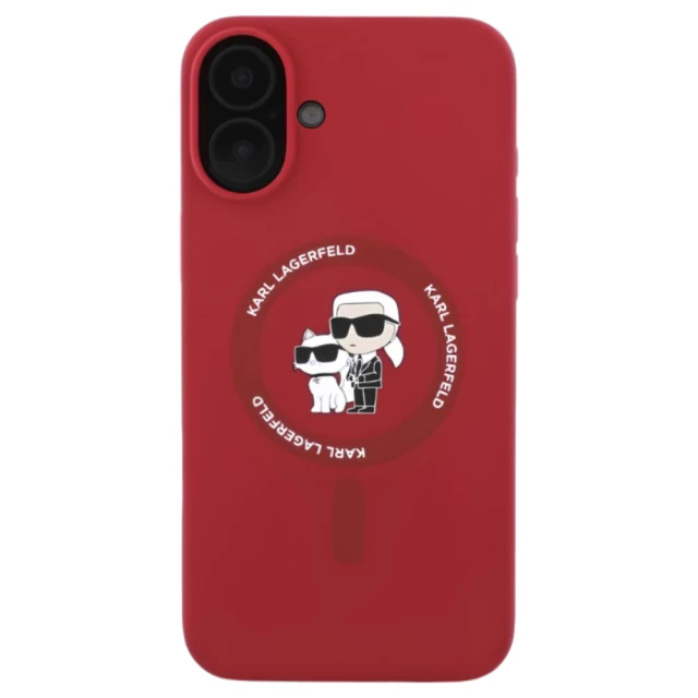 Чохол Karl Lagerfeld Silicone Karl & Choupette Ring для iPhone 16 Plus Red with MagSafe (KLHMP16MSCMKCRHR)