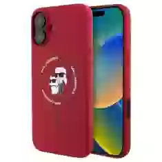 Чохол Karl Lagerfeld Silicone Karl & Choupette Ring для iPhone 16 Plus Red with MagSafe (KLHMP16MSCMKCRHR)