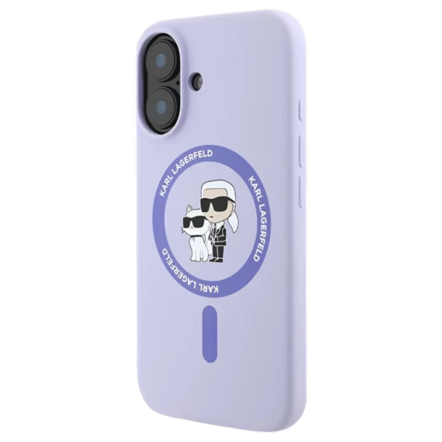 Чохол Karl Lagerfeld Silicone Karl & Choupette Ring для iPhone 16 Plus Purple with MagSafe (KLHMP16MSCMKCRHU)