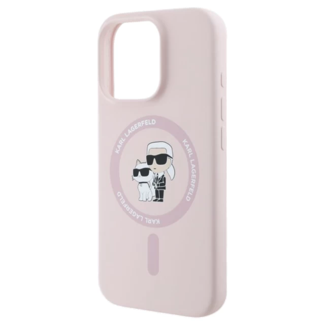 Чохол Karl Lagerfeld Silicone Karl & Choupette Ring для iPhone 16 Pro Pink with MagSafe (KLHMP16LSCMKCRHP)